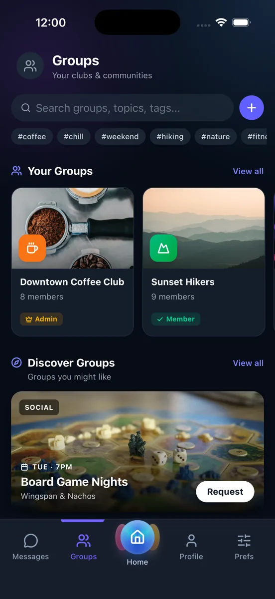 A club page in ValidMeet